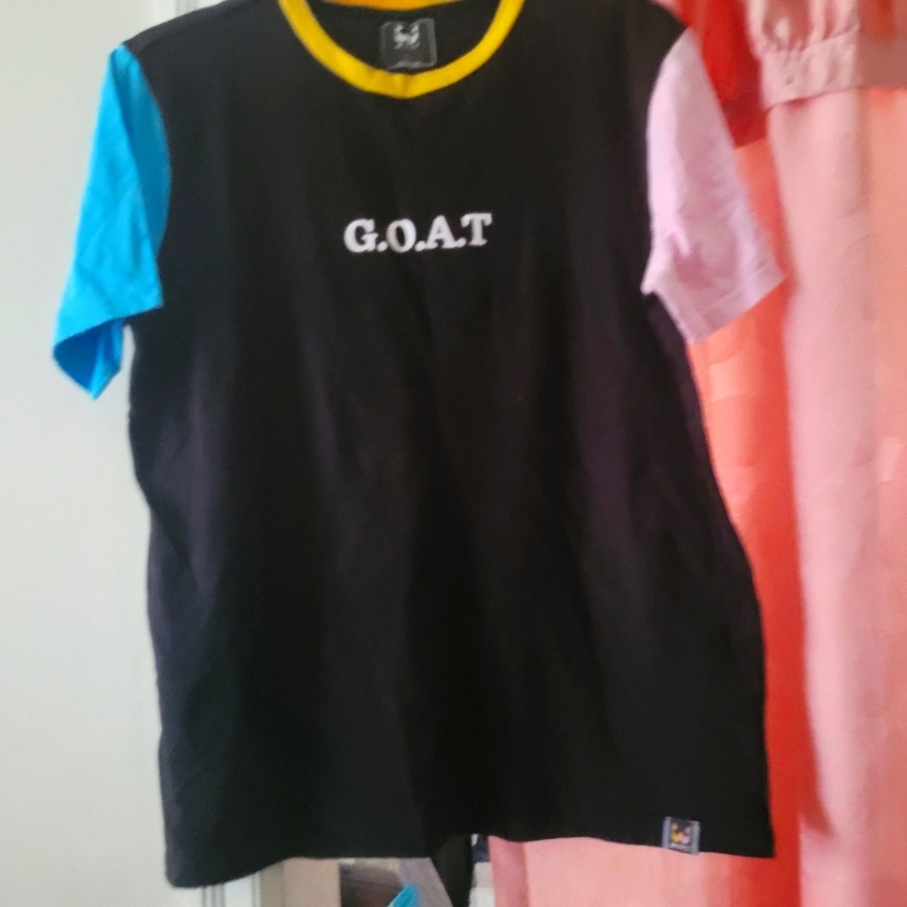 G.O.A.T Men's Colorblock Short Sleeve Tee - Black, Blue, Pink
